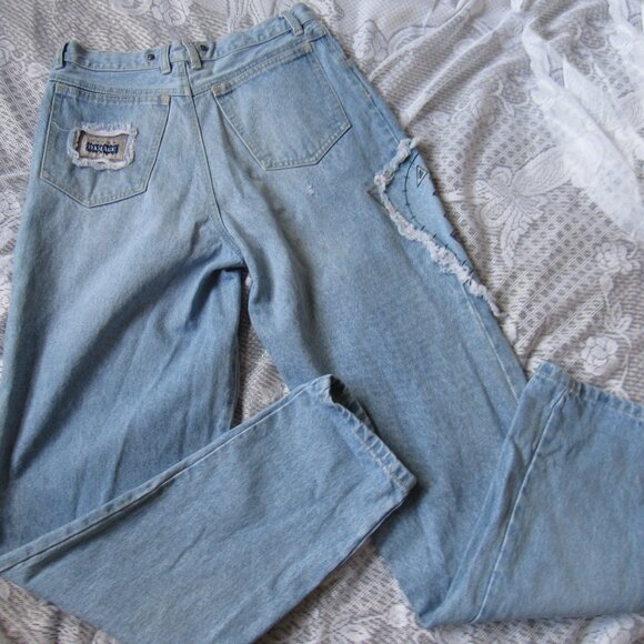 Unisex Major Damage Jeans Blue 30x33 100% Cotton, waist 29in, hip 42in, - Picture 8 of 9